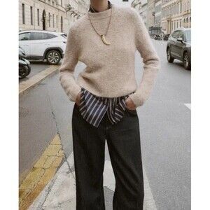 Zara Wool & Alpaca Cropped Jumper Fitted Sweater Cardigan S NWT